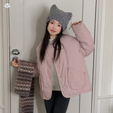 女童2025年冬季新款樱粉双面可穿带围脖毛毛衣棉外套女孩加绒棉服，童装棉衣，祺儿童装