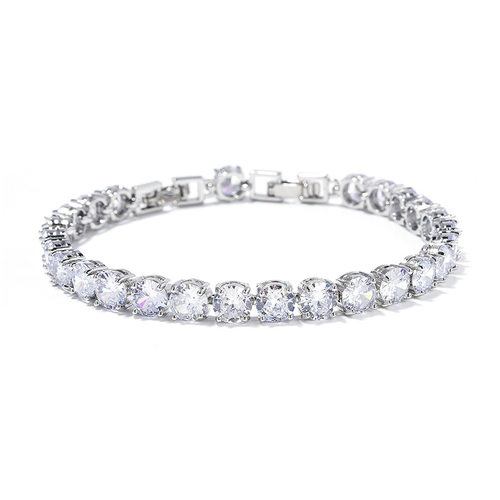 钻石之乡河南钻石河南商丘人工钻石手链 6mm多色可选镀白金镶钻