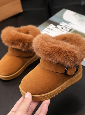 kids plush snow boots winter baby girls warm cotton shoes