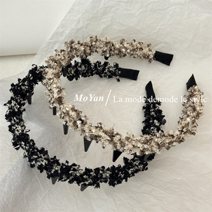 小香风编织波浪发箍甜美轻奢不卡头发卡气质带齿梳防滑设计感头箍