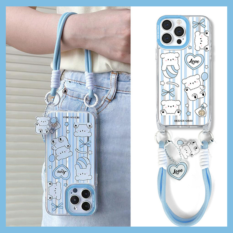 短绳镜面手机壳手提苹果卡通16