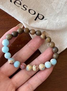 寿山绿檀木拼接手串女中国风禅意木质手链复古民族风盘玩手饰