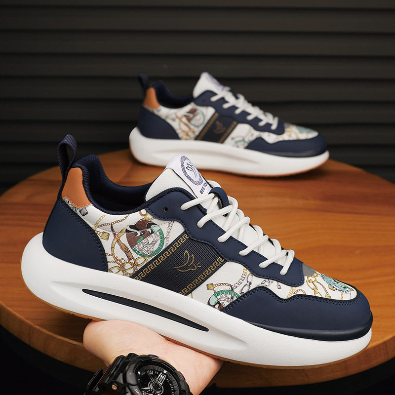 2026春款奥伦个性休闲真皮鞋新款运动百搭厚底情侣老爹鞋时尚男鞋