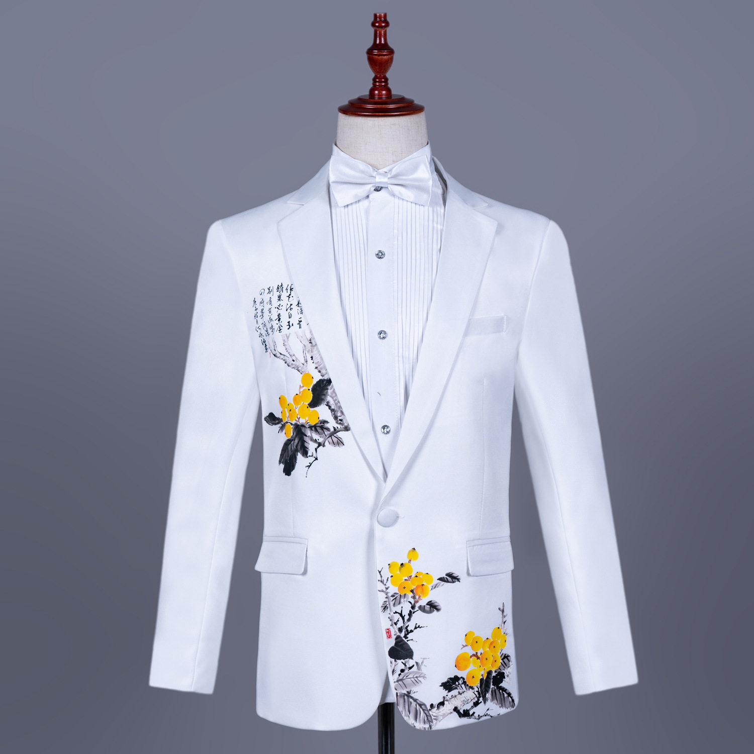 中国风印花西装礼服男士演出西服图片
