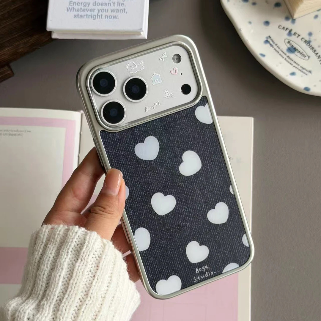 做旧牛仔纹爱心苹果iPhone复古