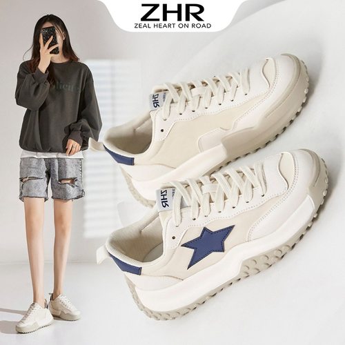 ZHR休闲鞋女2023春季新款ins时尚舒适百搭平底鞋轻便透气运动鞋子