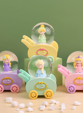 卡通推车小鸟迷你水晶球发光带灯