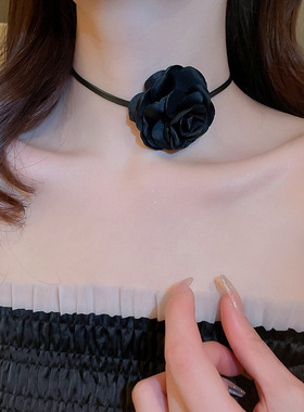 纯欲风新款花朵项链时尚创意个性简约颈链法式复古暗黑风项饰
