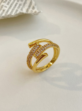 欧美复古个性不规则锆石戒指女小众级轻奢小众简约精致气质指环