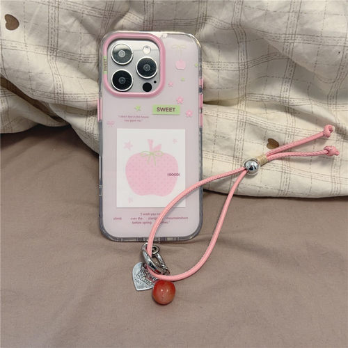 少女粉水蜜桃适用iPhone 17 Pro Max手机壳16Pro挂绳15全包新款韩系可爱
