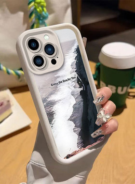 Black White Beach soft case适用iphone 11 12 13 14 15 16 17 pro max XR XS MAX 7 8 PLUS