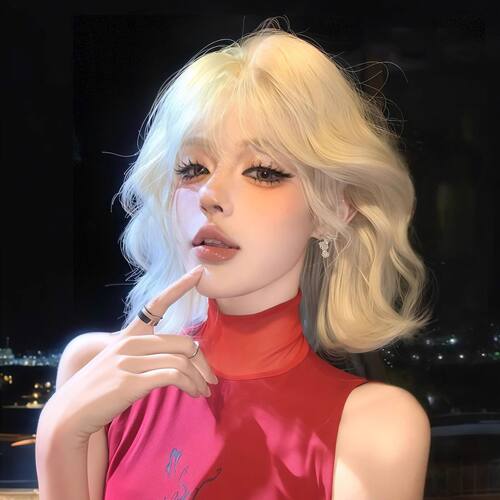 短发假发全头套女白金色自然日常仿真发氛围感空气刘海蛋蛋卷整顶