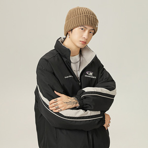 撞色设计棉服冬季款字母印花棉衣外套加厚面包服L5123-P100控168图片