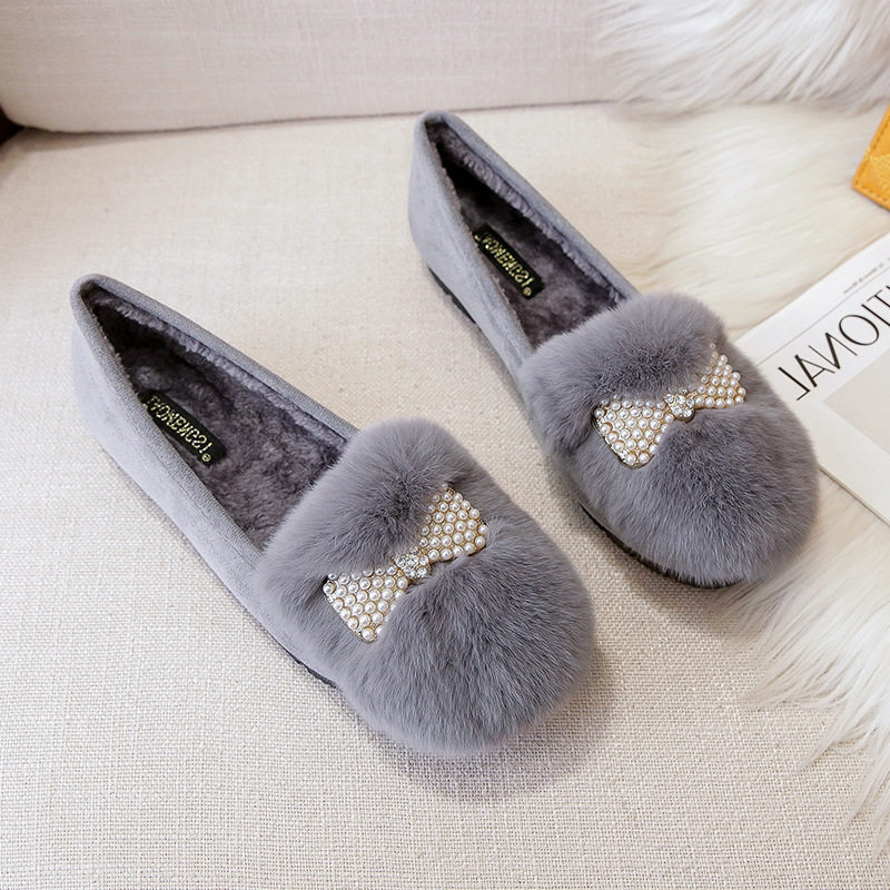 T52惠东易鑫达保暖棉鞋女2025秋冬款小香风兔毛女鞋平跟懒人鞋女,居家布艺,居家棉拖/棉鞋,淘宝优惠券,粉丝福利购,淘宝优惠卷