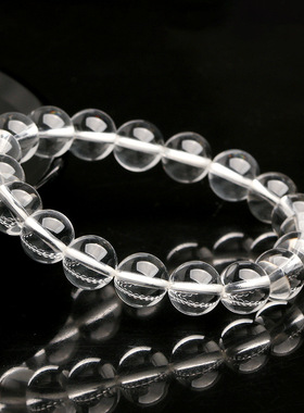 天然白水晶手链 收藏级净体消磁石圆珠素圈百搭级素雅佛珠