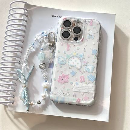 满屏小星星翅膀适用于苹果17promax手机壳14 15 16白底15pro卡通1