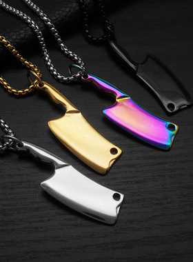 跨境项链吊坠钛钢菜刀男女饰品