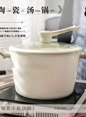 无化学涂层 陶瓷汤锅不粘锅20/24CM颜值大容量大尺寸家用