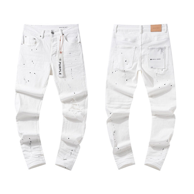 Purple Jeans Cross-Border Export Factory Direct Sales in Stock American High Street Style Black Blue Ripped Jeans Wholes foto 6