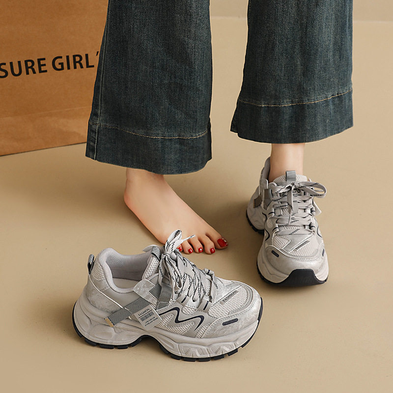 ins韩版新款老爹鞋女款2026春夏季学生运动跑步鞋休闲鞋厚底网面