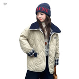 女童夹棉外套2025年秋冬新款中大童双面穿棉服格子拼接夹克衫棉衣，童装棉衣，祺儿童装