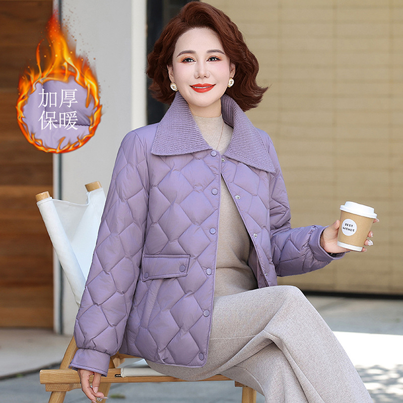 小香风棉衣冬季新款妈妈棉服轻薄外套中老年女装洋气有福太太棉袄