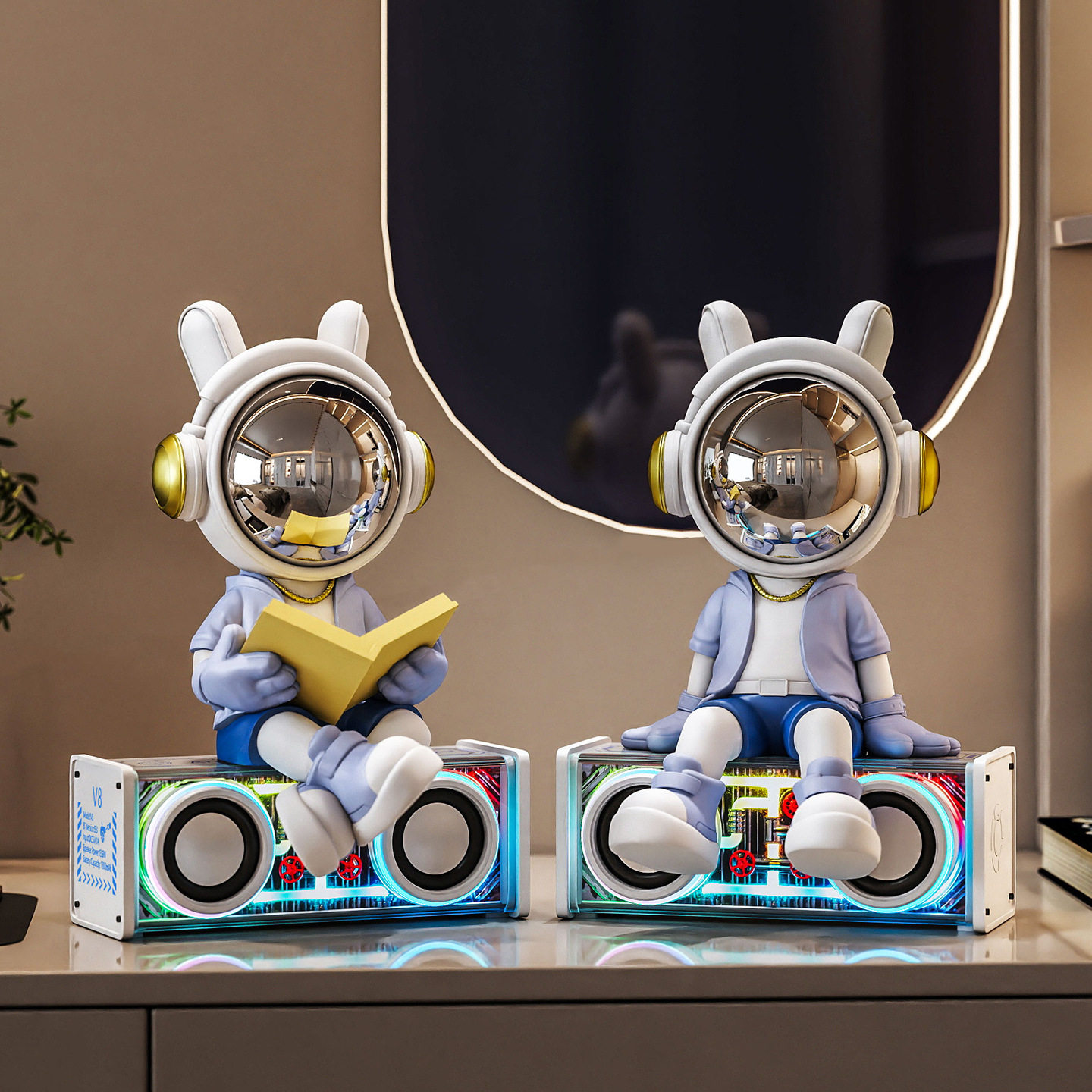 宇航员太空人坐姿摆件带蓝牙音响客厅电视柜装饰品乔迁新居礼品,家居饰品,装饰摆件,淘宝优惠券,粉丝福利购,淘宝优惠卷