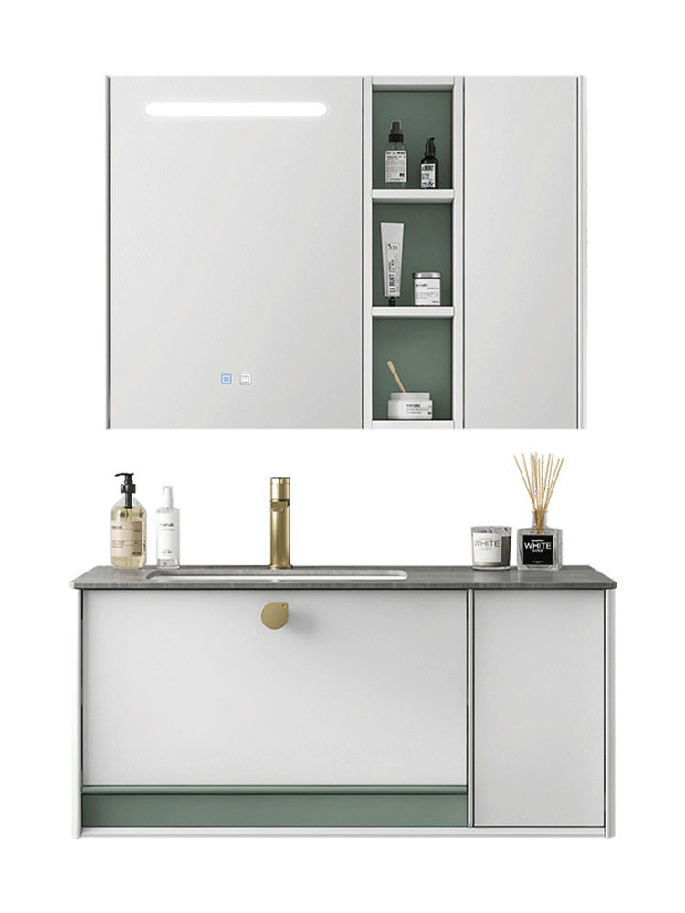 速发门店同款心海伽蓝浴室柜轻奢岩板洗漱台除雾照明镜柜洗手台橡