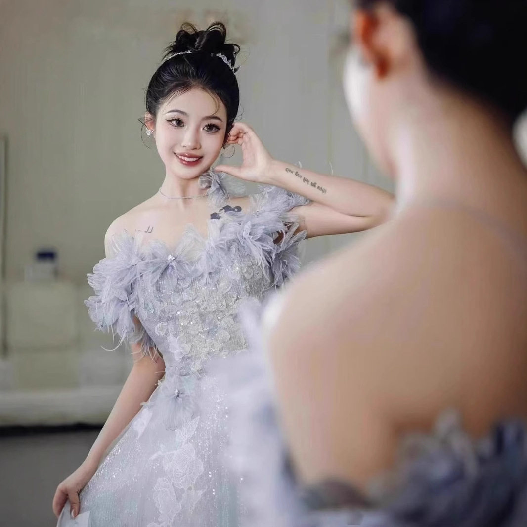 一字肩晚礼服女2026新款级感学生毕业礼服超仙成人礼在逃公主裙