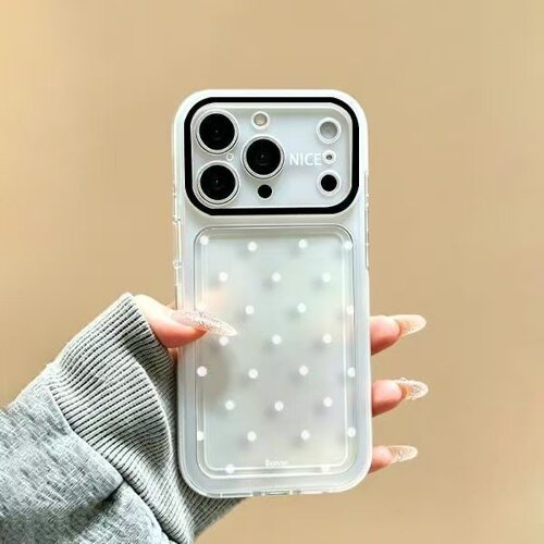 Black White Polka Dot Raised Airbag Phone Case 适用 iPhone 18 Pro Max 17 16 Clear Large View Cover