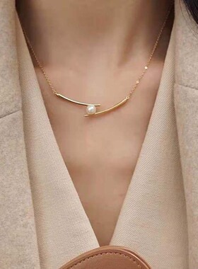 韩版珍珠项链简约女ins锁骨链冷淡风 项链女小众设计 珍珠锁骨链