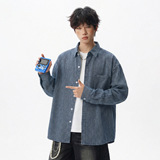 长袖衬衫春季款后背分割设计日系宽松衬衣外套MC7136-P65控98，男装衬衫，电商A362