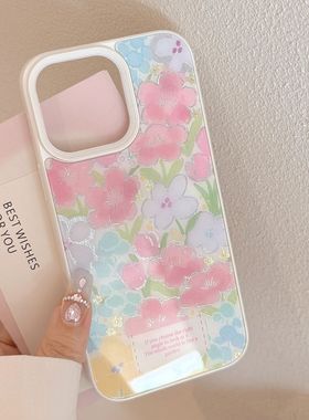 AceCase鎏金花朵iPhone16手机壳苹果15小清新14适用16promax文艺12简约13甜美11少女