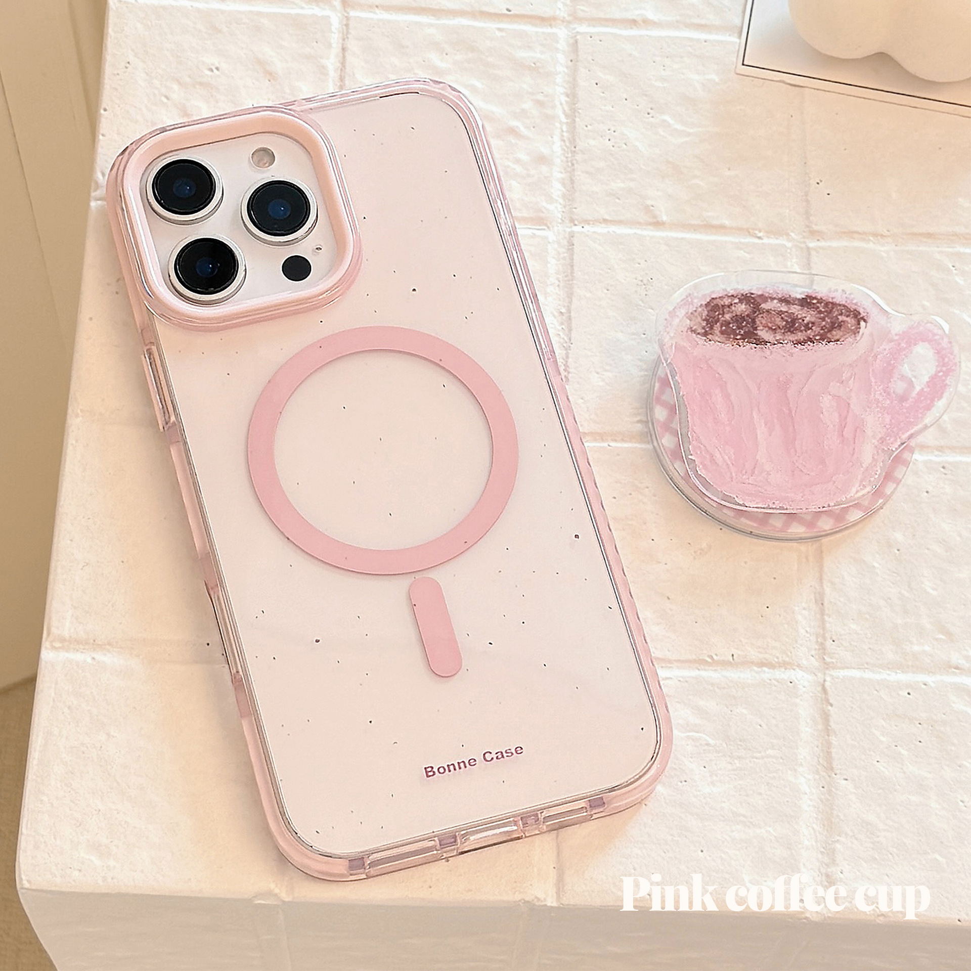高级感磁吸支架适用12苹果16promax手机壳粉色咖啡杯iPhone15防摔14pro发13官女款小众设计11