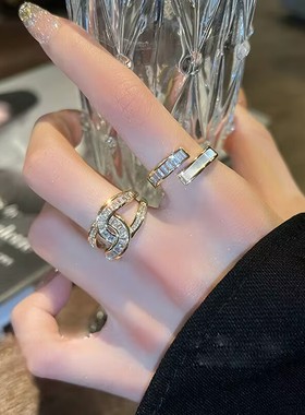 闪钻戒指2023年新款时尚个性女