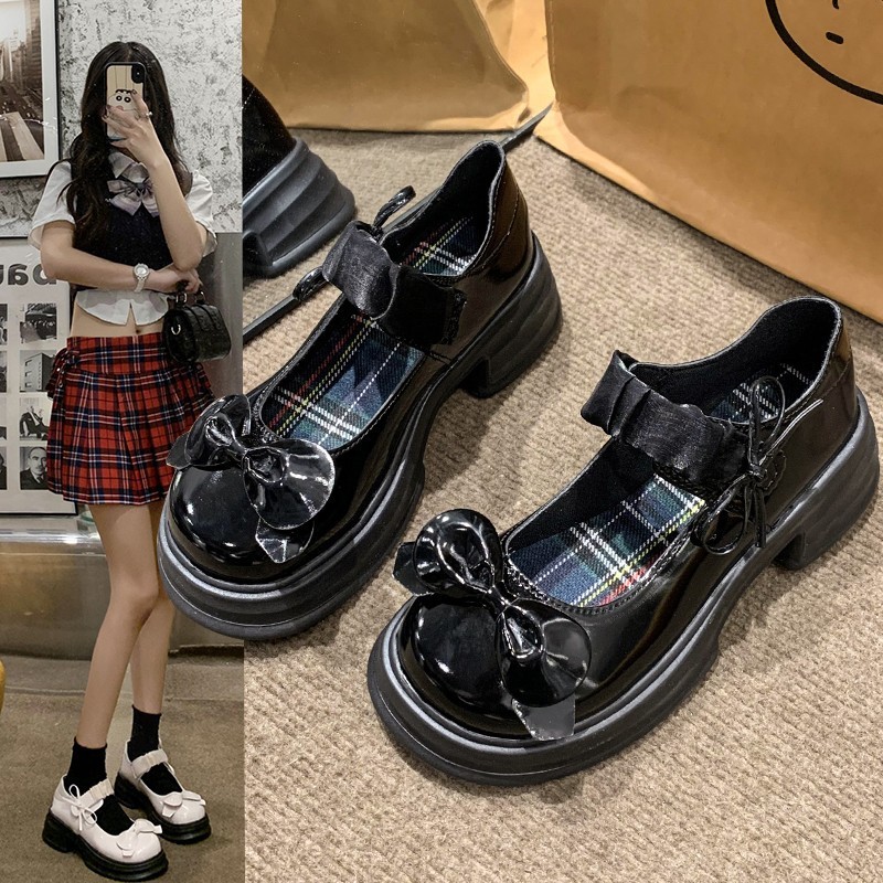 白色蝴蝶结厚底单鞋百搭