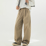 休闲裤春季款基础纯色级感宽松直筒裤垂感长裤子OK2562-P55控88，男装休闲裤，电商A362