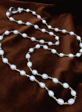 巴洛克异形淡水珍珠项链叠戴颈链法式轻奢小众毛衣链锁骨链女正品