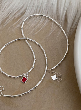 项链爱心手工锁项链925