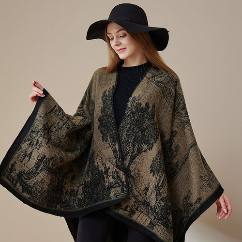 double-sided shawl cloak 旅行双面斗篷男女保暖空调房披肩外套