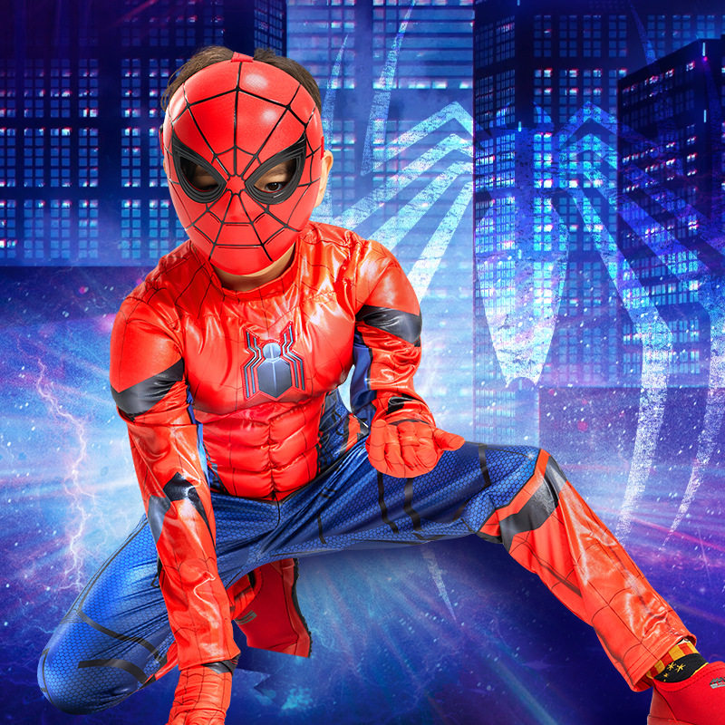 漫威儿童蜘蛛侠紧身衣英雄归来超凡连体钢铁衣服男童套服装幼儿园