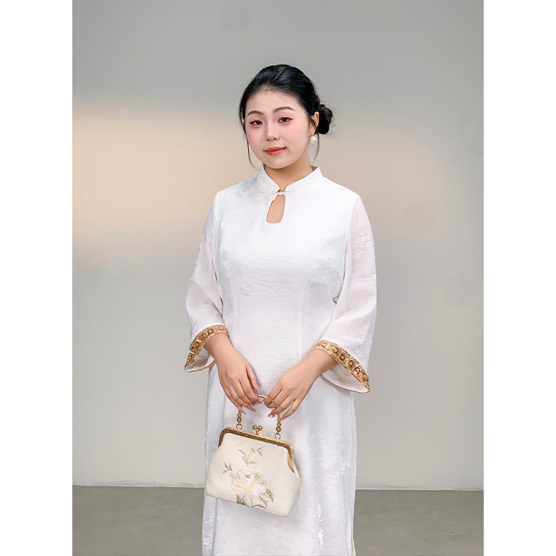 气质新中式改良连衣裙早秋2026春季新款高级感长袖国风大码旗袍潮