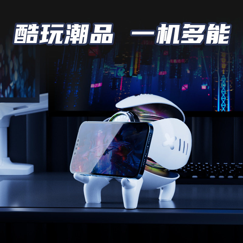 新款小怪兽智能蓝牙音响时钟闹钟插TF卡FM收音接蓝牙音箱创意礼品