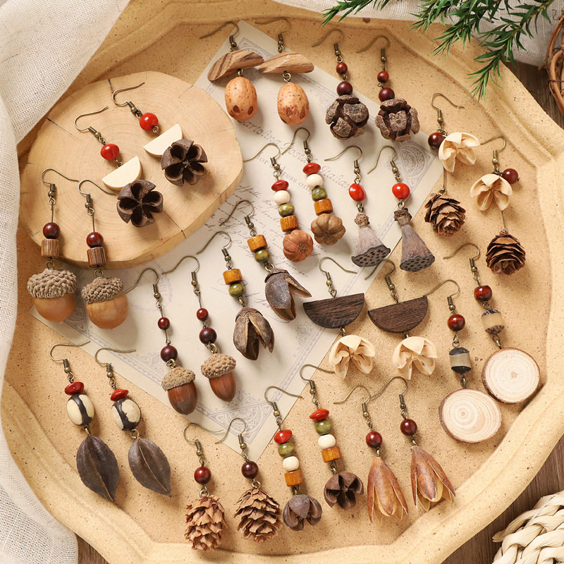 原创植物果实森系耳环天然橡果手工复古女长款民族风文艺耳饰,饰品/流行首饰/时尚饰品新,耳环,淘宝优惠券,粉丝福利购,淘宝优惠卷