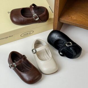 女童复古法式田园风春秋季童鞋小童儿童皮鞋女童公主鞋浅口鞋