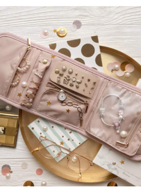 跨境亚马逊货源仿皮绒首饰包折叠便携随身耳钉项链戒指饰品收纳包