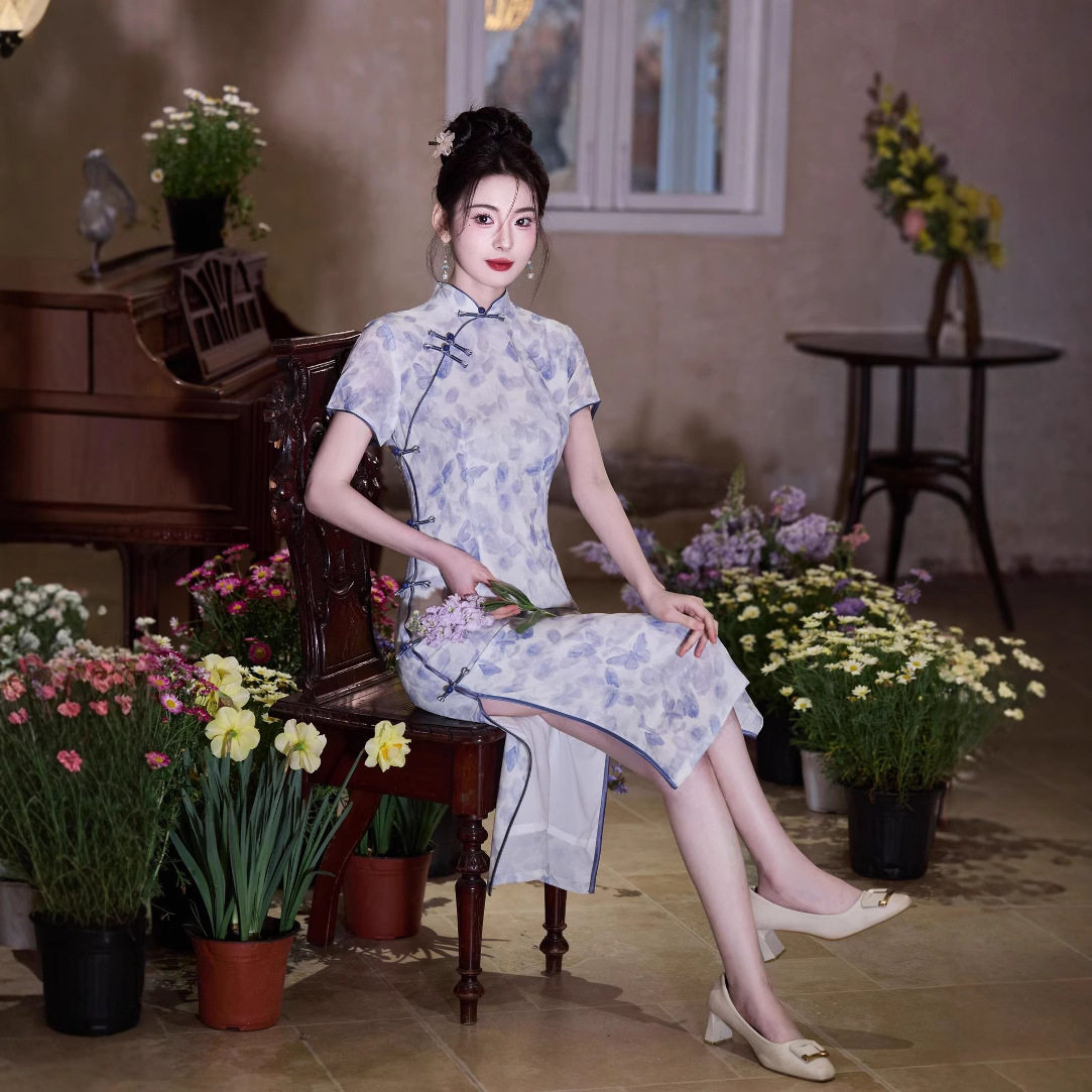 2026夏季新款旗袍提花修身长款旗袍新中式国风小个子年轻款女礼服