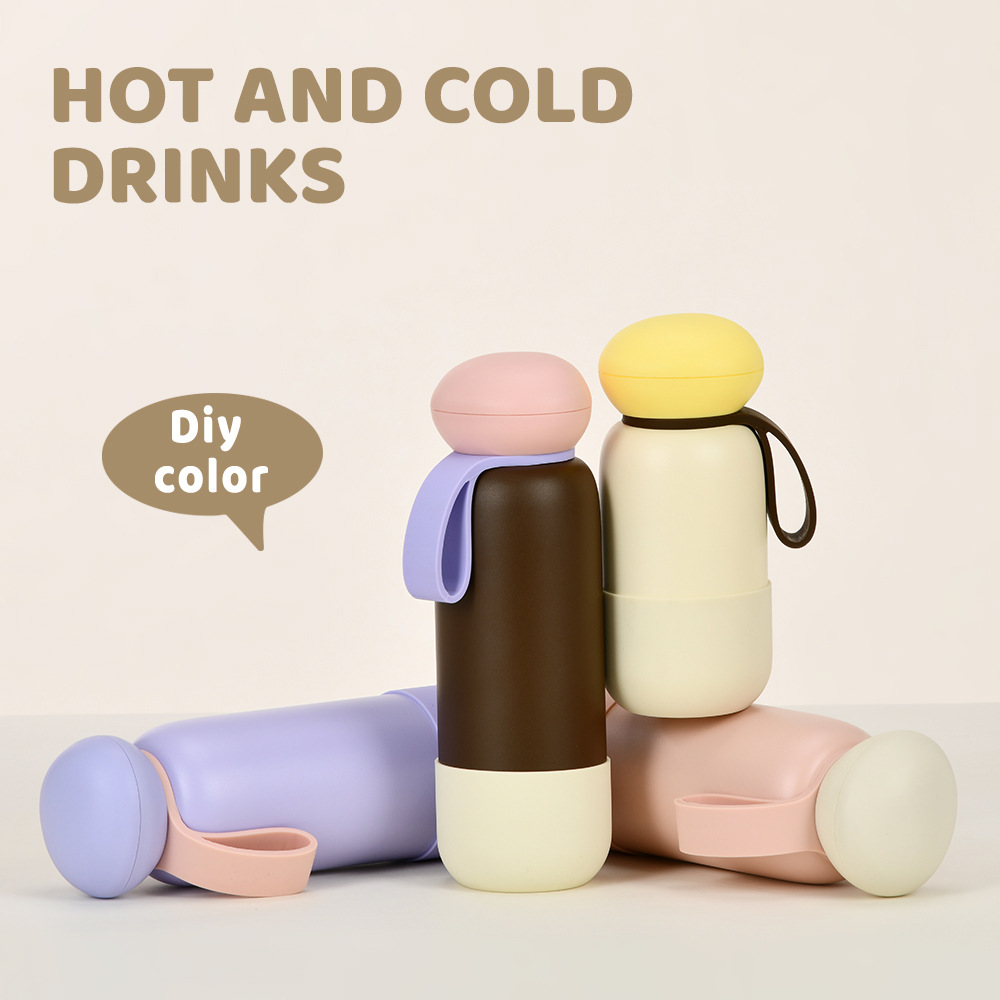 2025新款跨境450ml不锈钢运动水便携手提撞色水杯户外保温杯