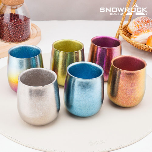 SNOW ROCK纯钛水杯双层隔热鹅蛋杯早餐牛奶杯家用茶水杯冰花加厚
