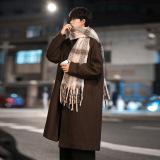 毛呢大衣秋冬季新款翻领加厚宽松质感休闲风衣外套L6019-P95控148，男装风衣，电商A362